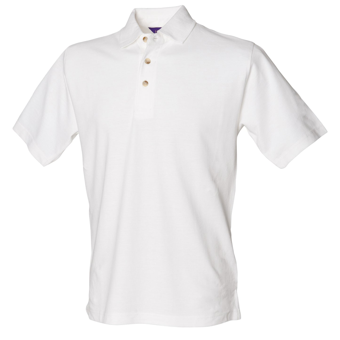 White - Front - Henbury Mens Classic Plain Polo Shirt With Stand Up Collar