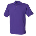 Purple - Front - Henbury Mens Classic Plain Polo Shirt With Stand Up Collar