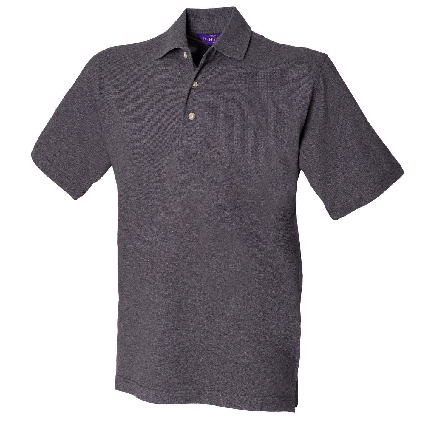 Charcoal - Front - Henbury Mens Classic Plain Polo Shirt With Stand Up Collar