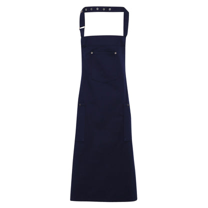 Navy - Front - Premier Unisex Chino Cotton Bib Apron
