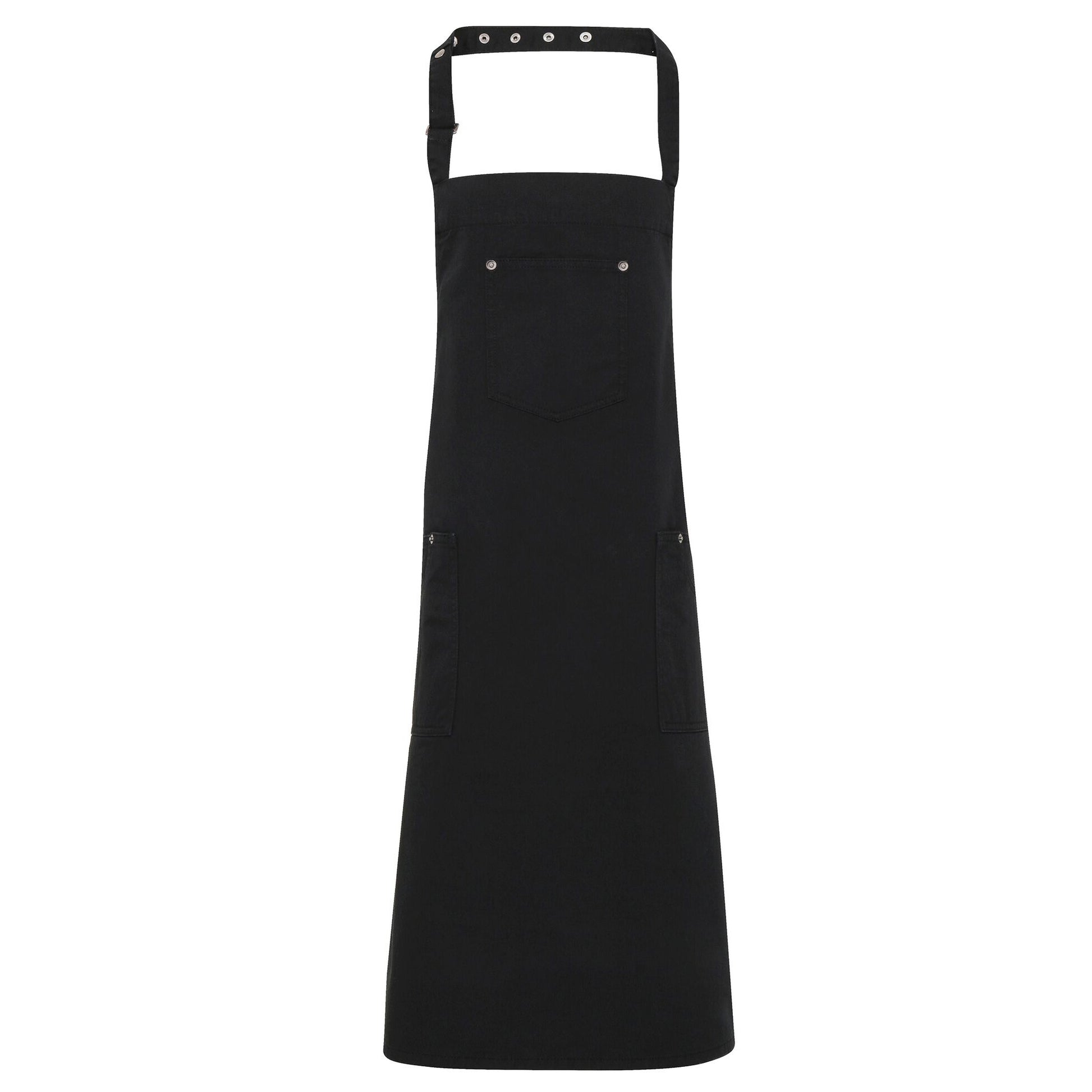 Black - Front - Premier Unisex Chino Cotton Bib Apron