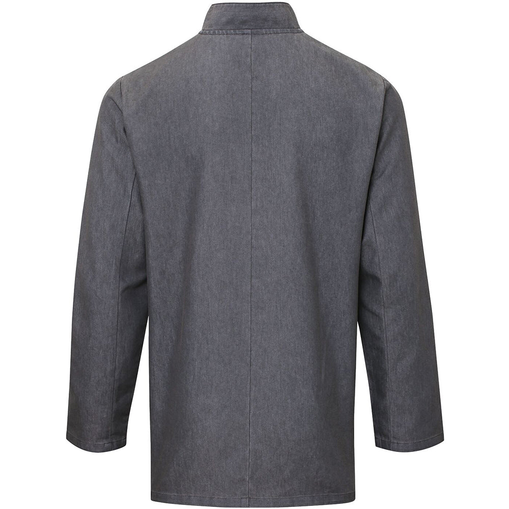 Grey Denim - Back - Premier Unisex Denim Chefs Jacket