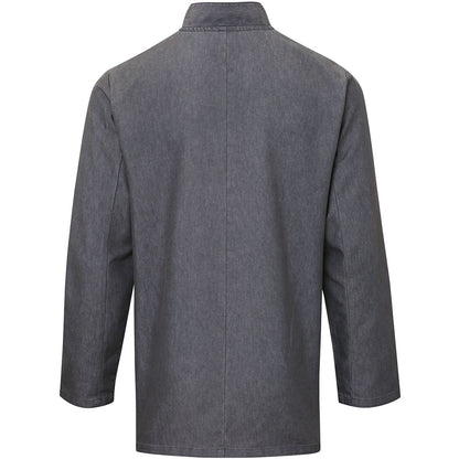 Grey Denim - Back - Premier Unisex Denim Chefs Jacket
