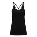 Black - Front - TriDri Womens-Ladies Laser Cut Spaghetti Strap Vest