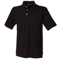 Black - Front - Henbury Mens Classic Plain Polo Shirt With Stand Up Collar