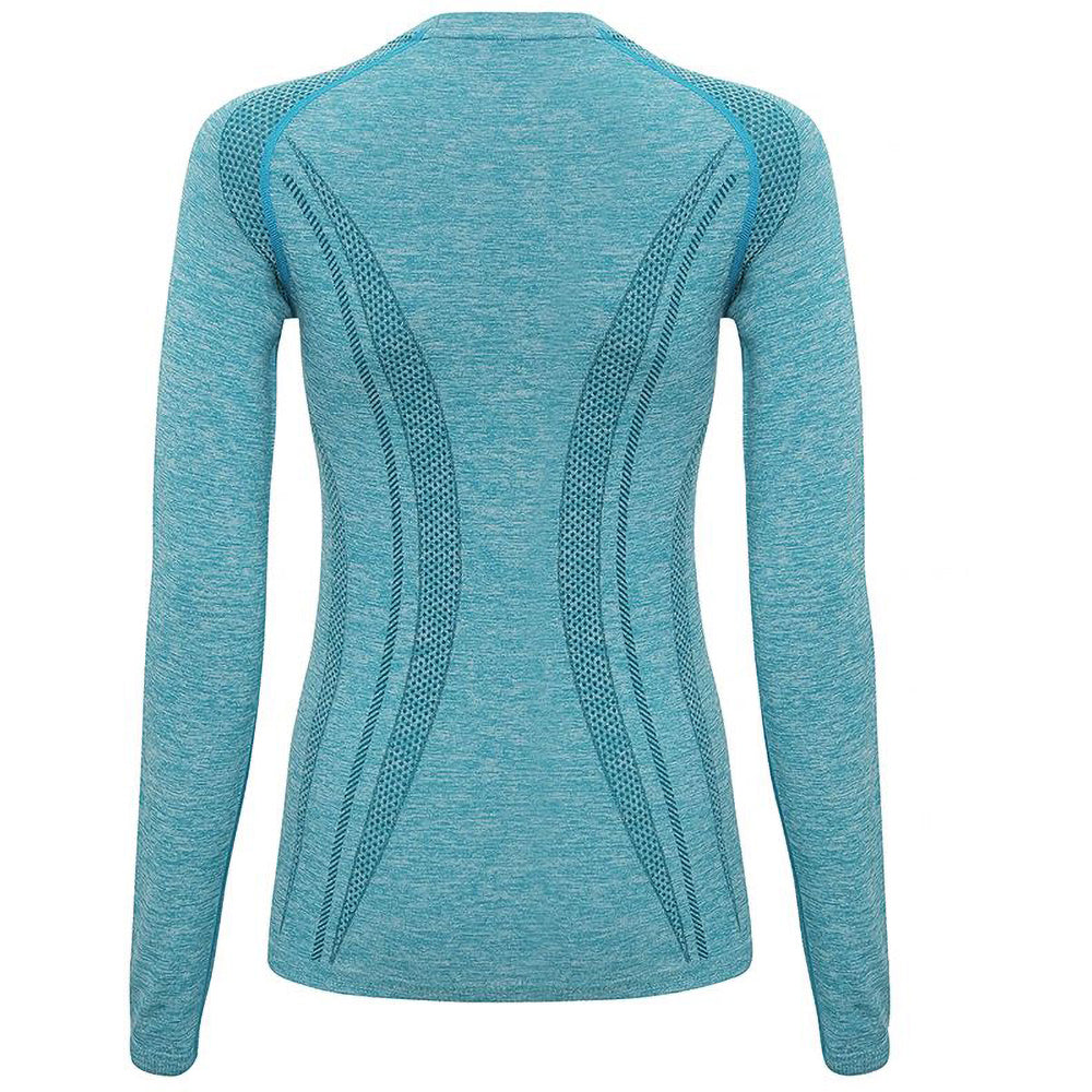 Turquoise - Back - TriDri Womens-Ladies Seamless 3D Fit Multi Sport Performance Long Sleeve Top