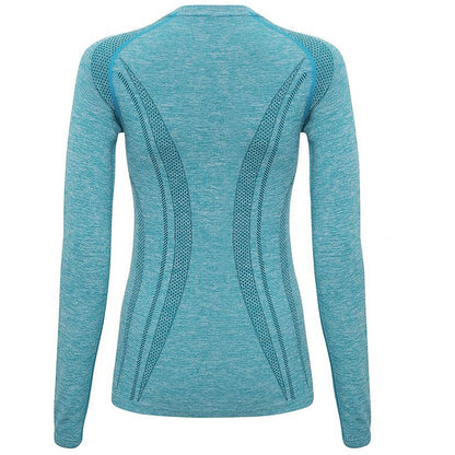 Turquoise - Back - TriDri Womens-Ladies Seamless 3D Fit Multi Sport Performance Long Sleeve Top