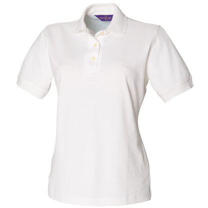 White - Front - Henbury Womens-Ladies Classic Polo Shirt