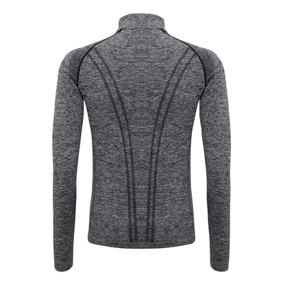 Charcoal - Back - TriDri Womens-Ladies Seamless 3D Fit Multi Sport Performance Zip Top