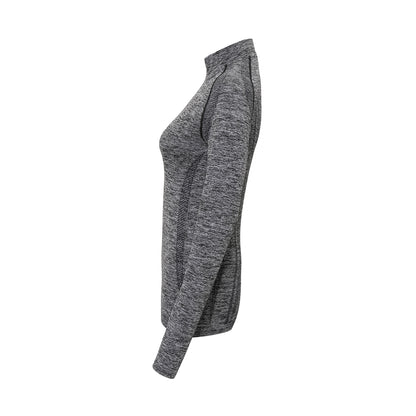 Charcoal - Side - TriDri Womens-Ladies Seamless 3D Fit Multi Sport Performance Zip Top