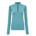 Turquoise - Front - TriDri Womens-Ladies Seamless 3D Fit Multi Sport Performance Zip Top