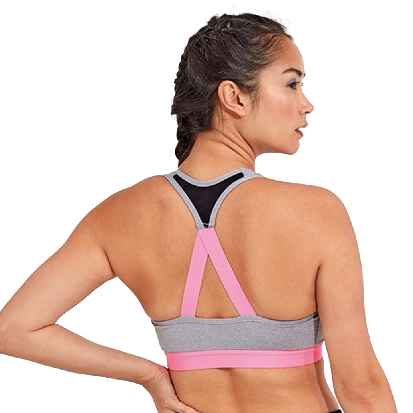 Silver Melange - Side - TriDri Womens-Ladies Performance Sports Bra (Medium Impact)