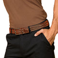 Tan - Back - Asquith & Fox Mens Leather Braid Belt