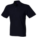 Navy - Front - Henbury Unisex Slim Fit Stretch Pique Polo Shirt