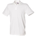 White - Front - Henbury Unisex Slim Fit Stretch Pique Polo Shirt