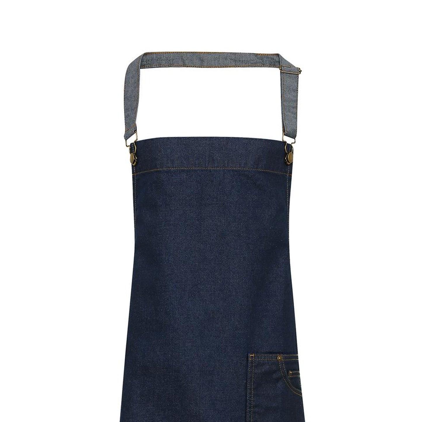 Indigo Denim - Back - Premier Unisex Adults District Waxed Look Denim Bib Apron