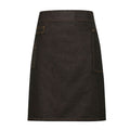 Black-Tan Denim - Front - Premier Unisex Adults Division Waxed Look Denim Waist Apron