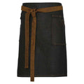 Black-Tan Denim - Back - Premier Unisex Adults Division Waxed Look Denim Waist Apron