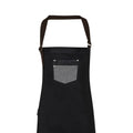 Black Denim - Front - Premier Unisex Adults Division Waxed Look Faux Leather Denim Bib Apron