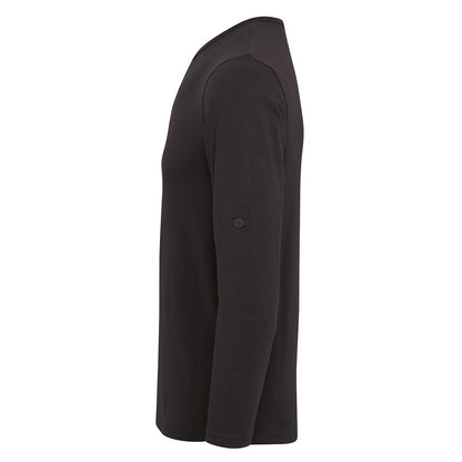 Black - Side - Premier Mens Long John Roll Sleeve Tee