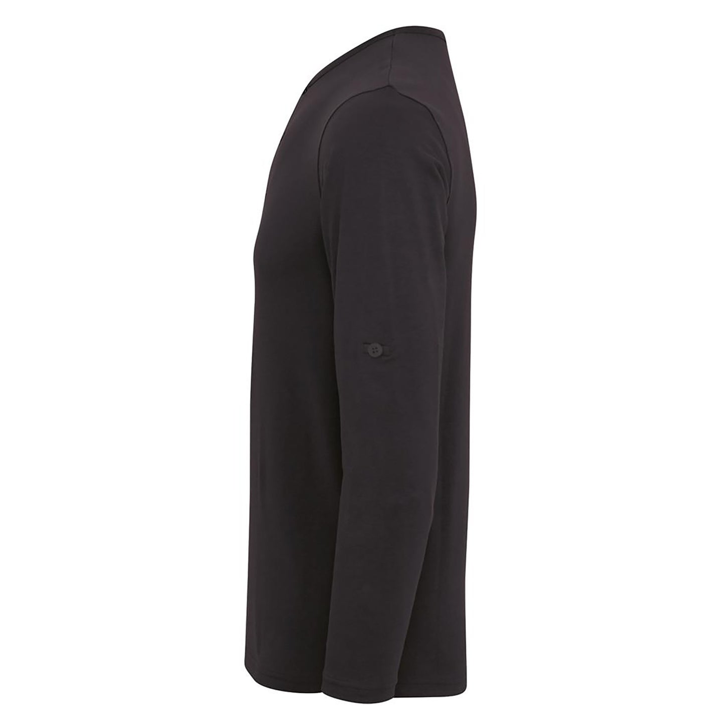 Black - Side - Premier Mens Long John Roll Sleeve Tee