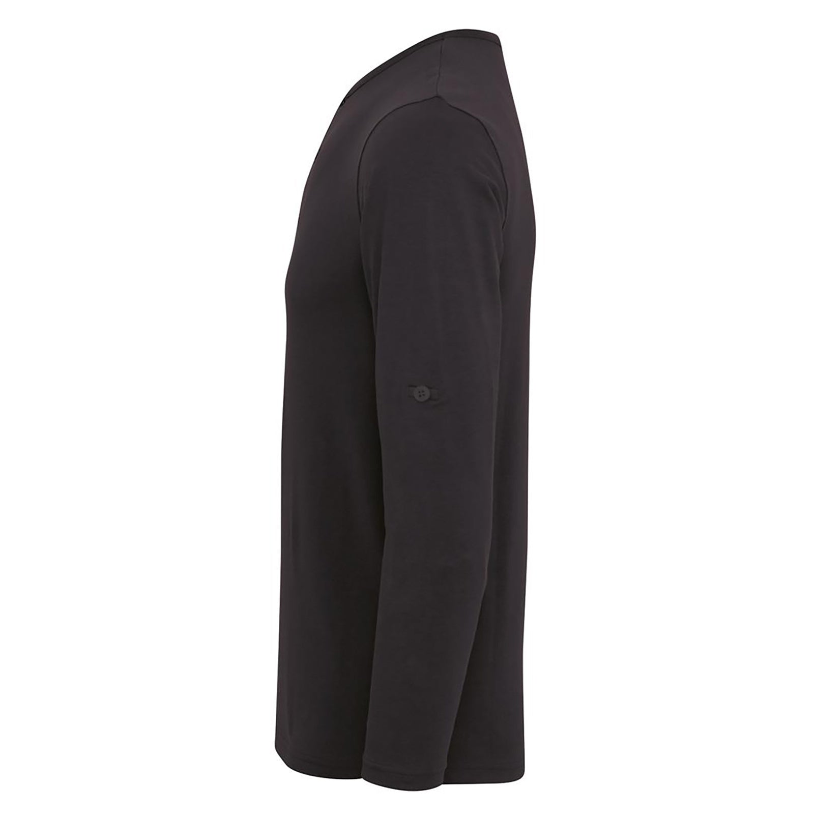 Black - Side - Premier Mens Long John Roll Sleeve Tee