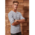 White-Navy - Back - Premier Mens Long John Roll Sleeve Tee