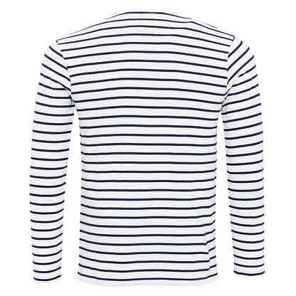 White-Navy - Side - Premier Mens Long John Roll Sleeve Tee