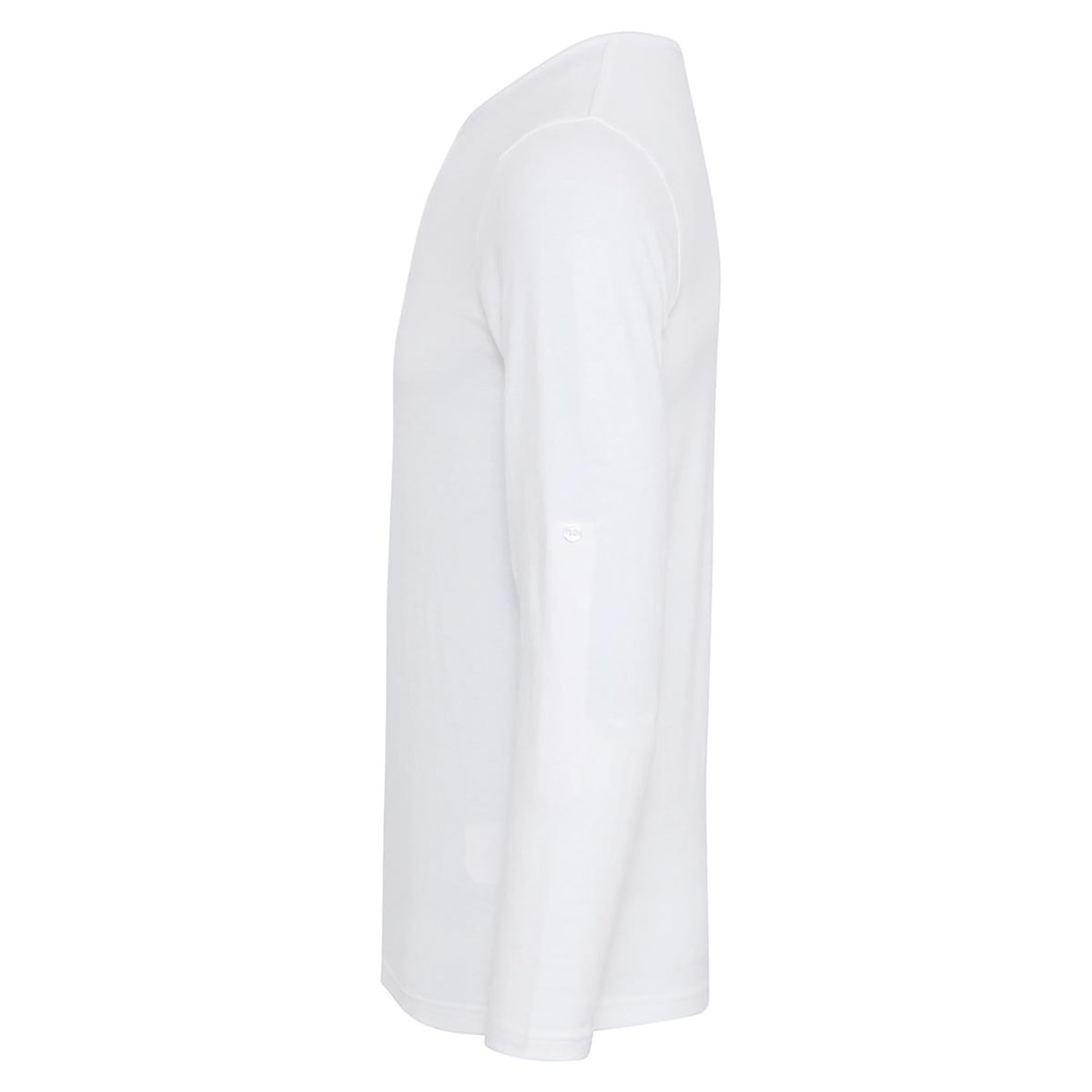 White - Side - Premier Mens Long John Roll Sleeve Tee