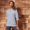 White-Navy - Back - Premier Womens-Ladies Long John Roll Sleeve Tee
