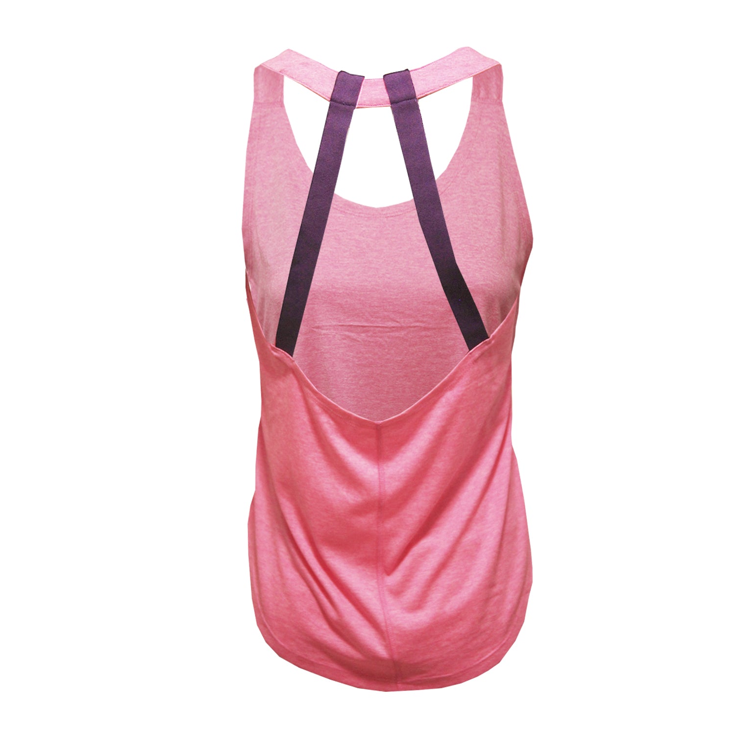 Lightning Pink Melange - Back - Tri Dri Womens-Ladies Double Strap Back Sleeveless Vest
