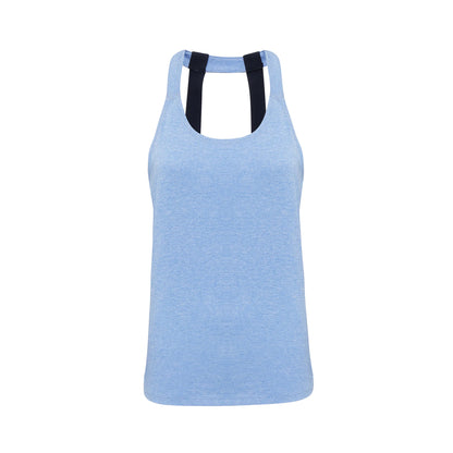 Cornflower Melange - Front - Tri Dri Womens-Ladies Double Strap Back Sleeveless Vest