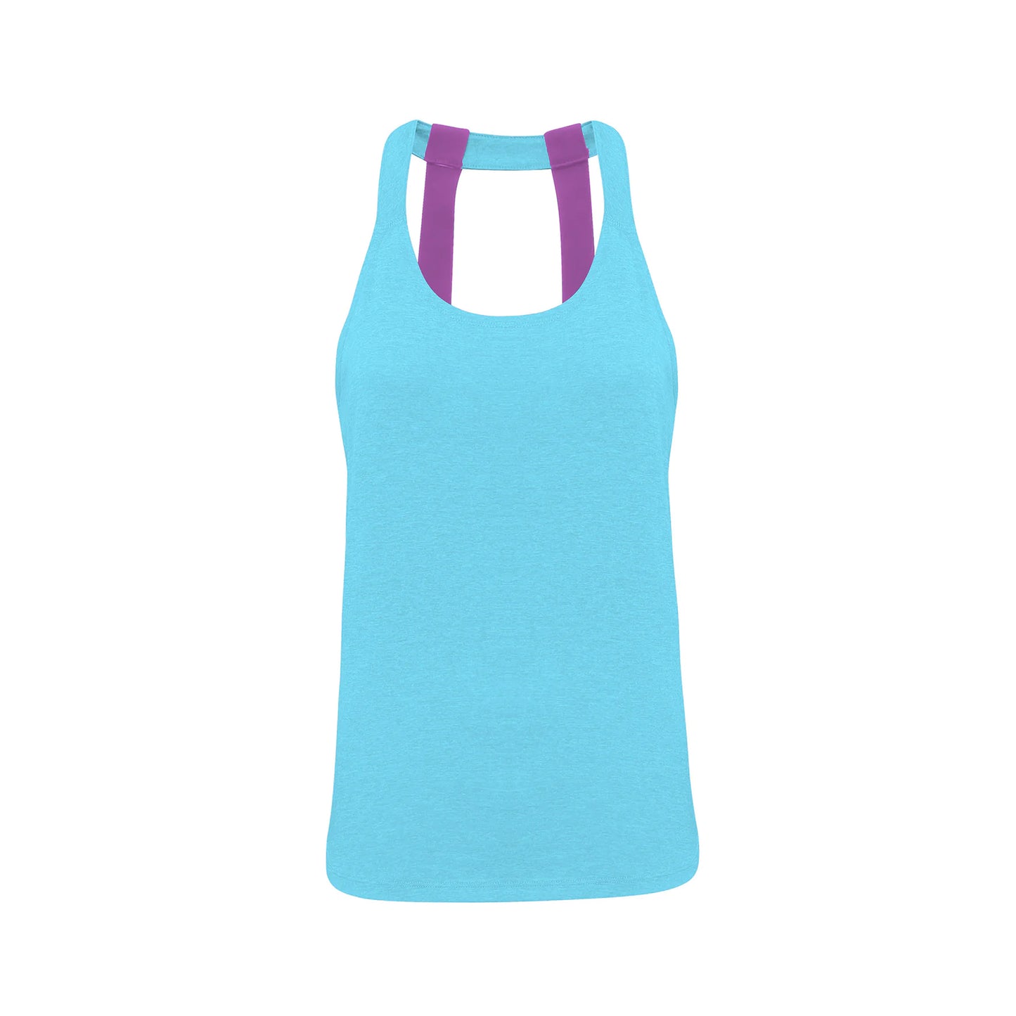 Turquoise Melange - Front - Tri Dri Womens-Ladies Double Strap Back Sleeveless Vest