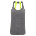 Black Melange - Front - Tri Dri Womens-Ladies Double Strap Back Sleeveless Vest