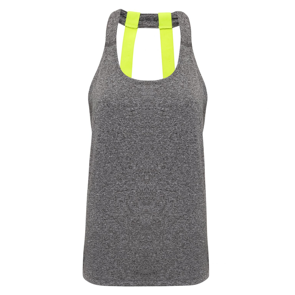 Black Melange - Front - Tri Dri Womens-Ladies Double Strap Back Sleeveless Vest