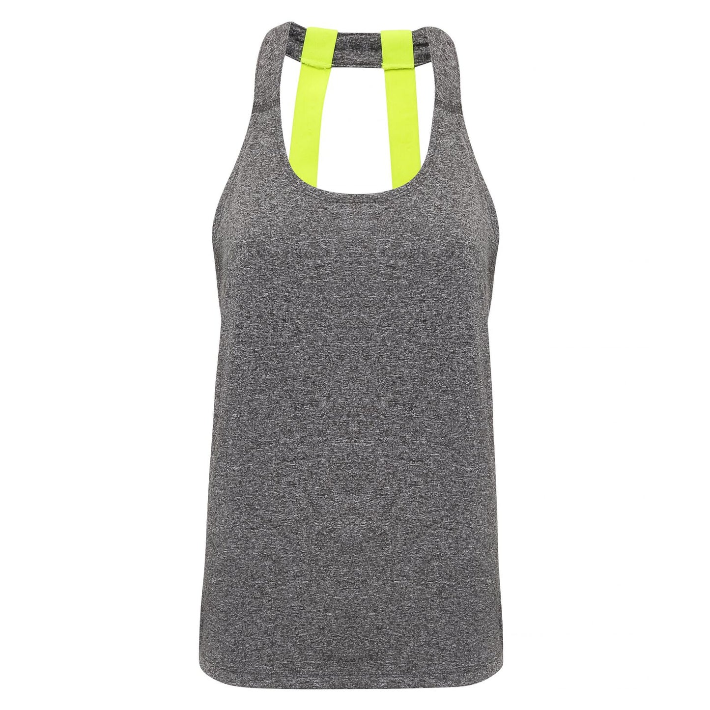 Black Melange - Front - Tri Dri Womens-Ladies Double Strap Back Sleeveless Vest