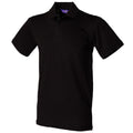 Black - Front - Henbury Unisex Slim Fit Stretch Pique Polo Shirt