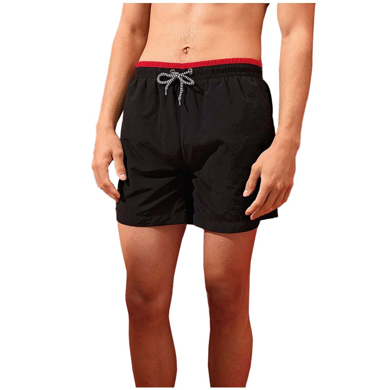 Black-Red - Side - Asquith & Fox Mens Swim Shorts