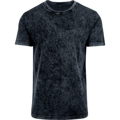 Dark Grey-White - Front - Build Your Brand Mens Acid Washed Tee