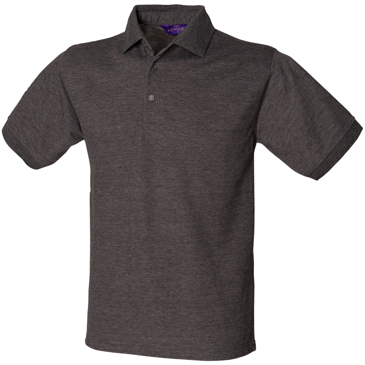 Charcoal - Front - Henbury Mens Short Sleeved 65-35 Pique Polo Shirt