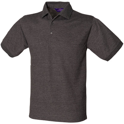Charcoal - Front - Henbury Mens Short Sleeved 65-35 Pique Polo Shirt