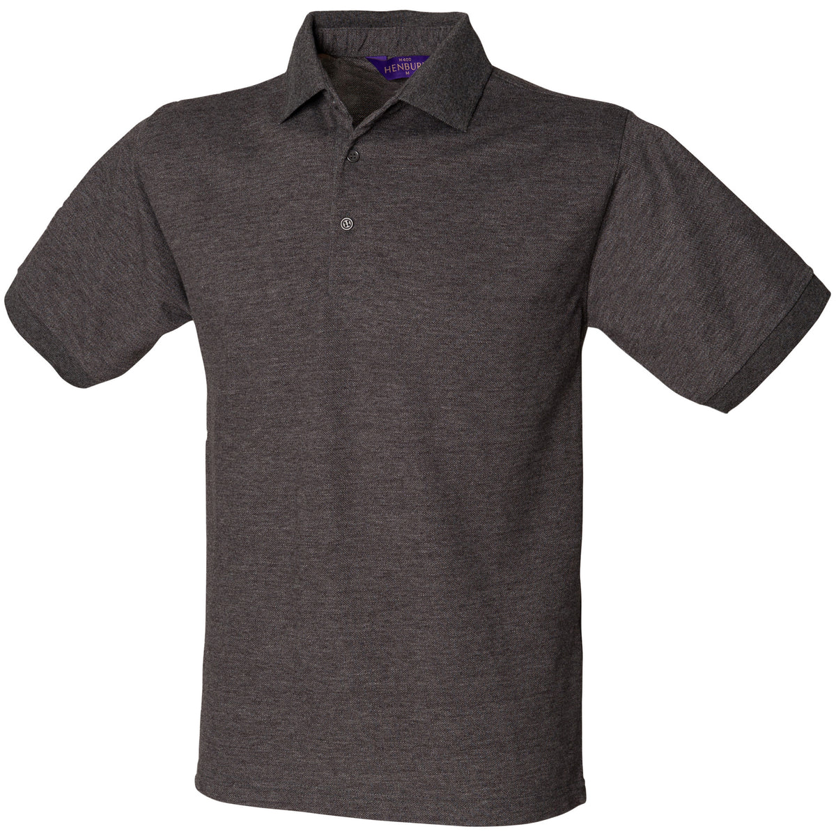Charcoal - Front - Henbury Mens Short Sleeved 65-35 Pique Polo Shirt