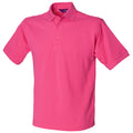 Fuchsia - Front - Henbury Mens Short Sleeved 65-35 Pique Polo Shirt
