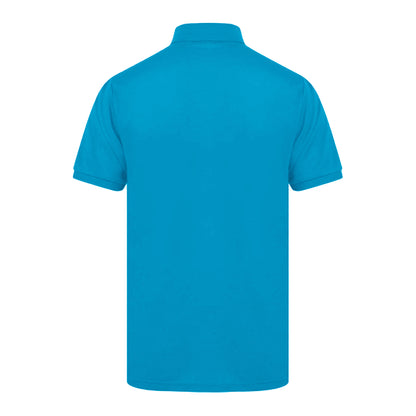 Mid Blue - Back - Henbury Mens Short Sleeved 65-35 Pique Polo Shirt