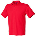 Red - Front - Henbury Mens Short Sleeved 65-35 Pique Polo Shirt