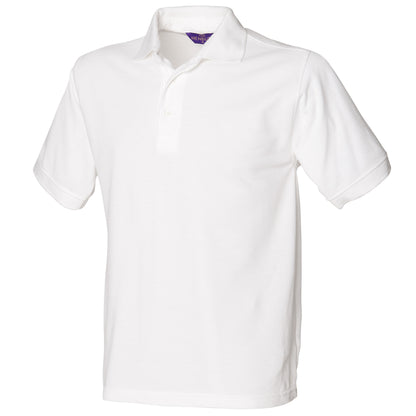 White - Front - Henbury Mens Short Sleeved 65-35 Pique Polo Shirt