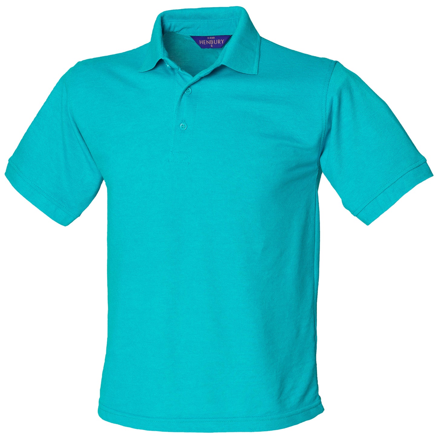 Turquoise - Front - Henbury Mens Short Sleeved 65-35 Pique Polo Shirt