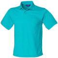 Turquoise - Front - Henbury Mens Short Sleeved 65-35 Pique Polo Shirt