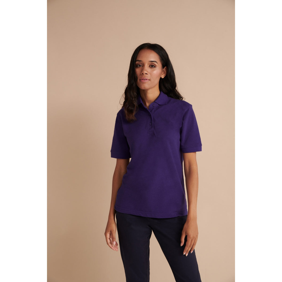Purple - Front - Henbury Womens-Ladies 65-35 Polo Shirt