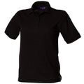 Black - Back - Henbury Womens-Ladies 65-35 Polo Shirt